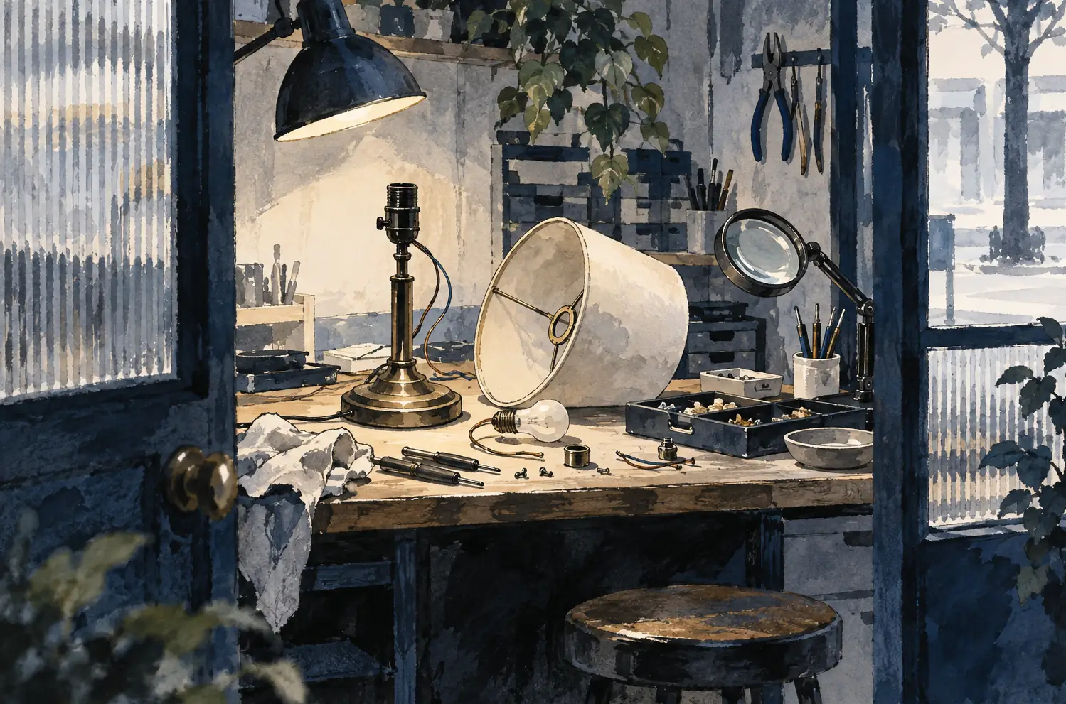 Illustration of repair businesses and their working space